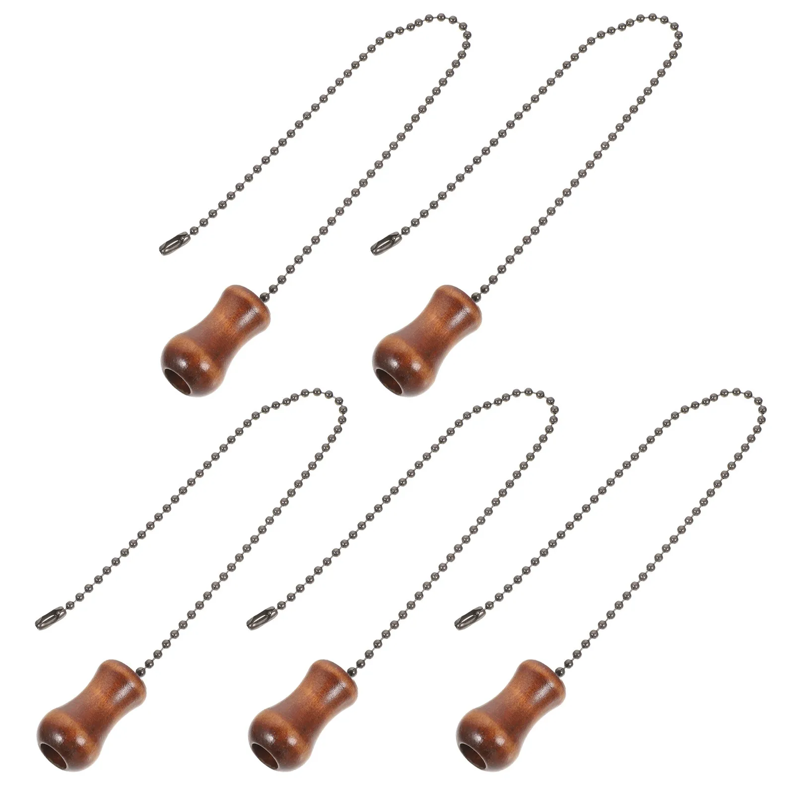 5Pcs Wooden Beaded Fan Pull Chain Extender Decorative Ceiling Fan Pulling Chain Easy Grip Light Vintage Pendant