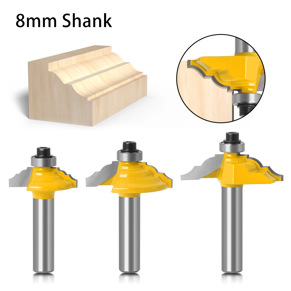 Dekorativer Blumenkantenfräser mit 8mm Schaft, Holzbearbeitungswerkzeug, Fräser für Schrankplatten, Linien- und Schnitzverarbeitung