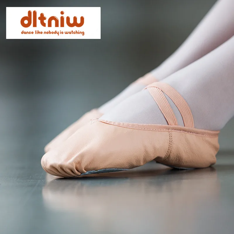شباشب باليه احترافية للنساء والفتيات والأطفال الصغار من الجلد الطبيعي Zapatillas للسيدات حذاء رقص بنعل منفصل بالكامل