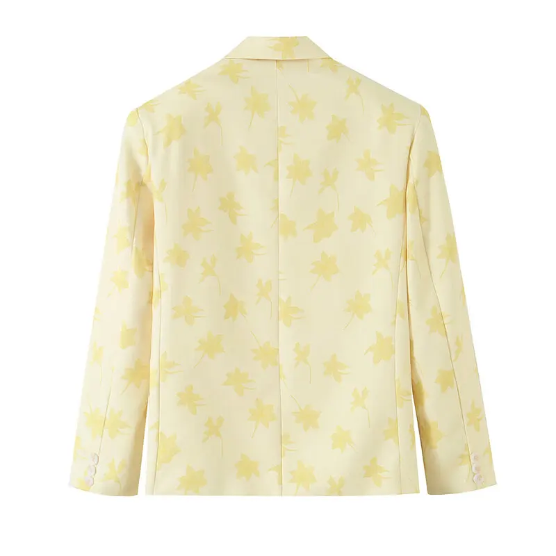 Yellow Oversized Suit Jacket for Women Commute Style Autumn 2026 Button Closure Loose Fit Short Outerwear Ladies Fashion