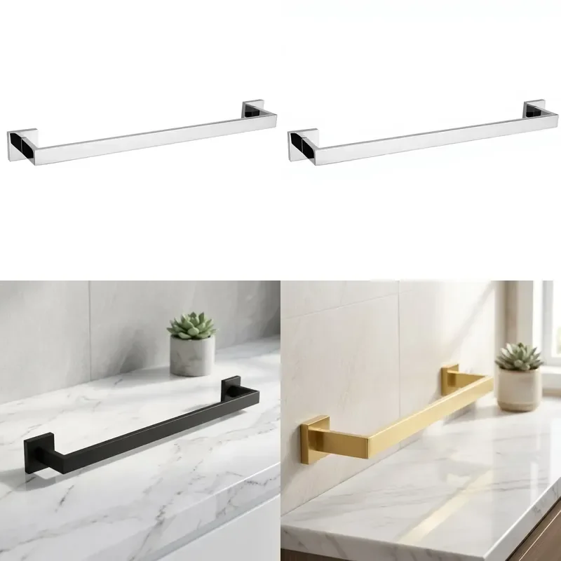 SUS304 Stainless Steel Single Chrome Towel Holder Hanging Rod Over 60cm Modern Bathroom Accessory Durable Wall Mount Rack