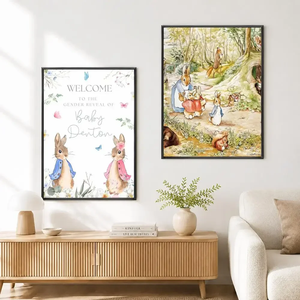 P-Peter Rabbit printing Poster Poster High Quality Wall Art for Home Bedroom Living Hallway Perfect Gift