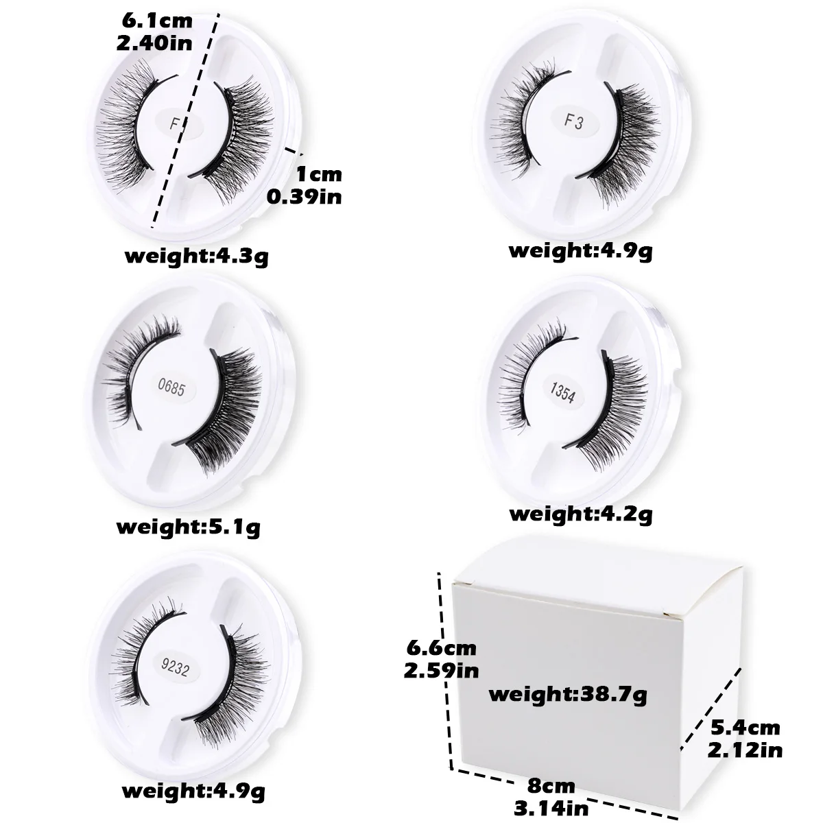 Wholesale Reusable Magnetic False Eyelashes 5 Pairs Magnetic Eyelash Kit Extension Tool Tweezers Makeup Set 5 Style Mink Lashes