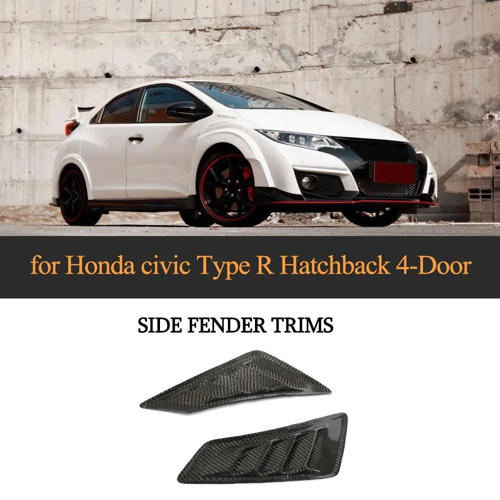 High Quality Carbon Fiber Side Fender Trims for Honda for Civic Type R Hatchback 4-Door 2015 2016 Air Vents Outlet Scoop Cover