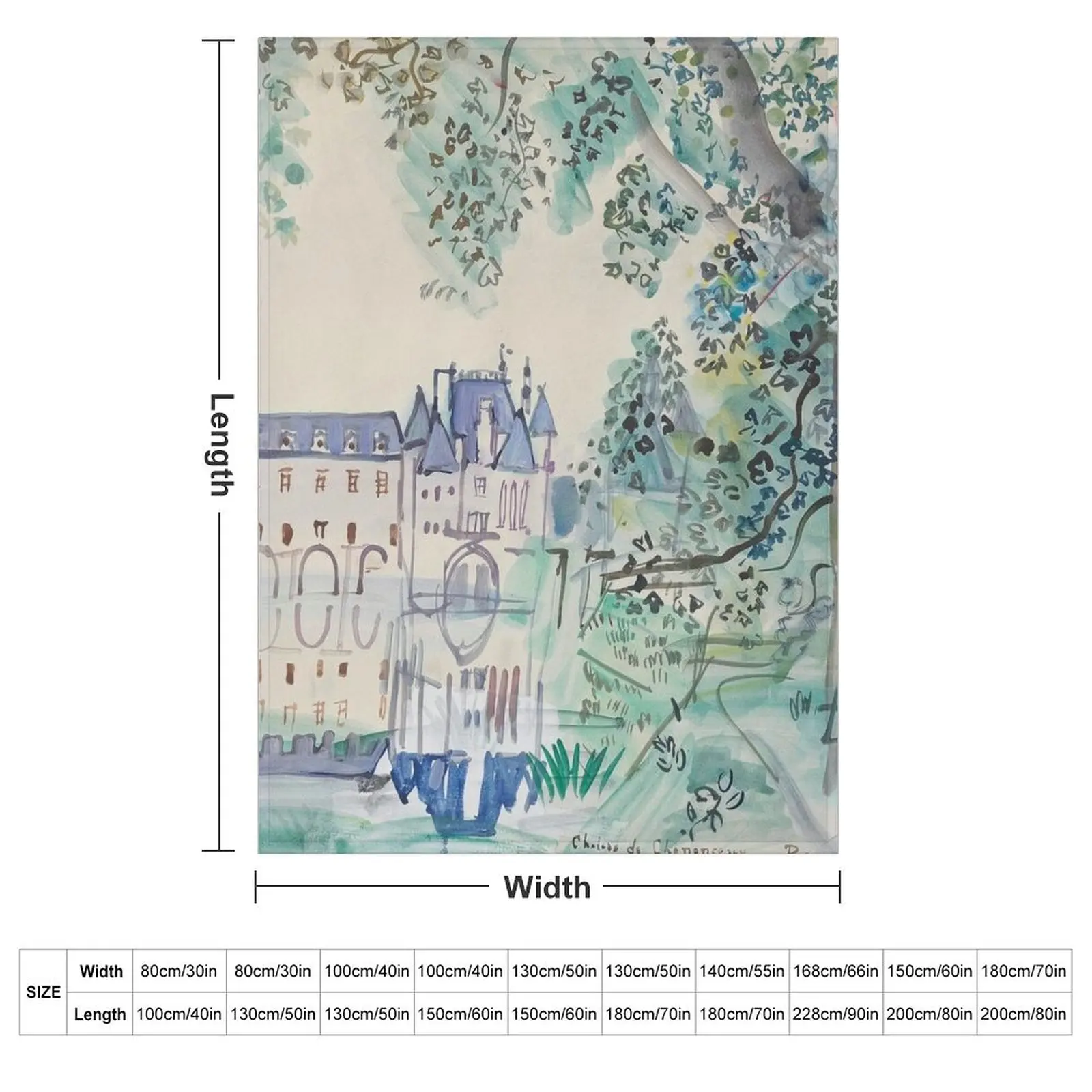 Raoul Dufy Chateau de Chenonceau Throw Blanket Furrys Custom warm winter Blankets