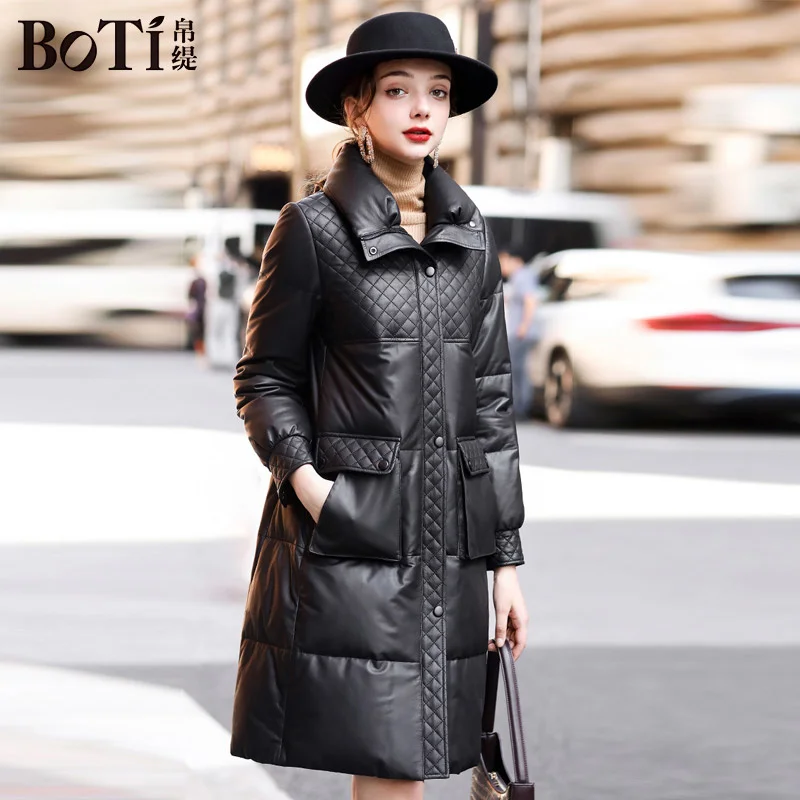 2022 Winter Bati New Selection Sheepskin Casual Warm Coat Fashion Genuine Leather Down Coat Women's Mid length 323S