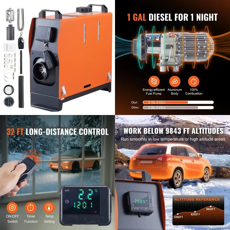 

SucceBuy 5/8KW Car Heater Air Heater 12V Heater With LCD Switch Parking Heater for Car Truck