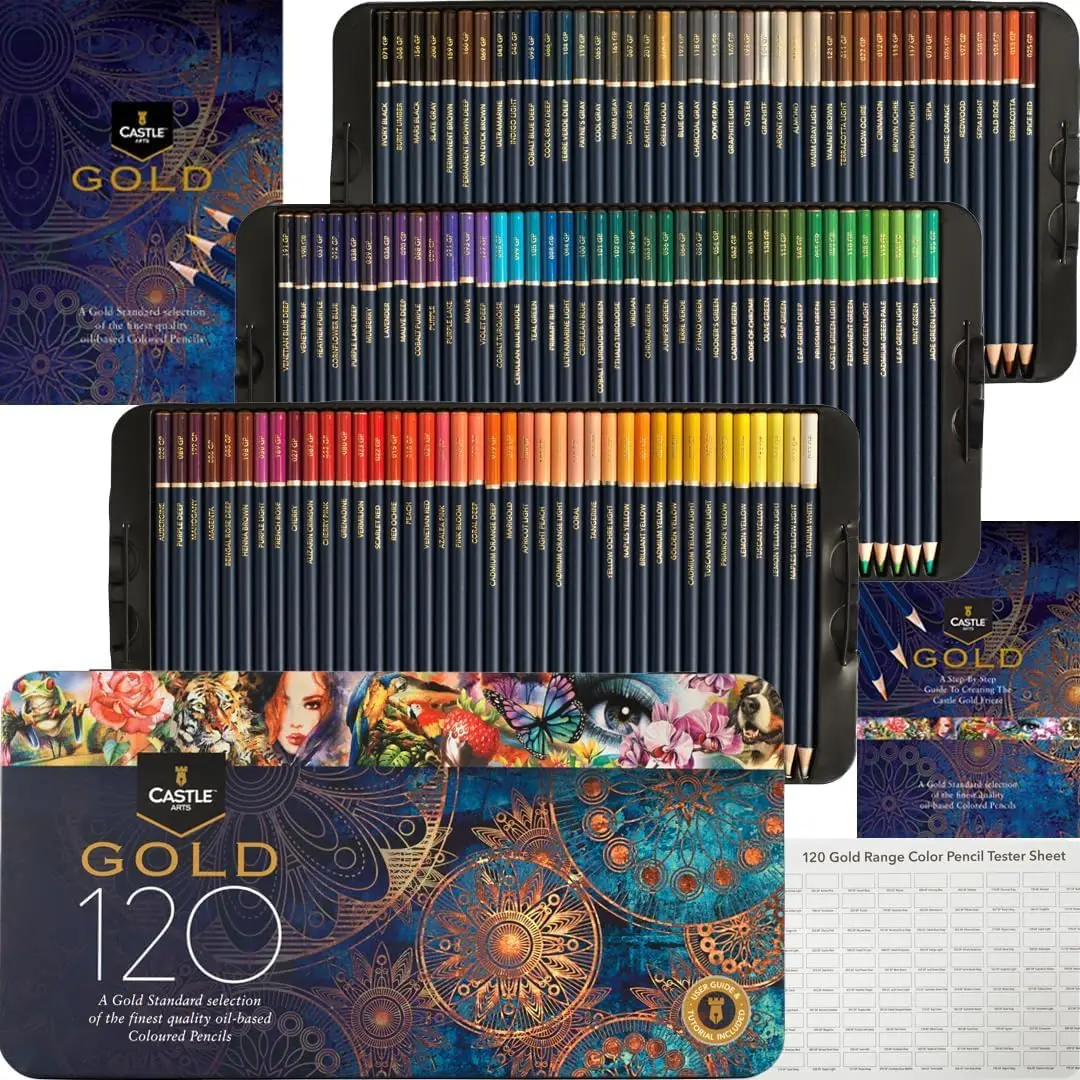 

Premium 120 Oil-Based Colored Pencils Set for Adult Artists - Vibrant Colors, Durable Cores in Presentation Tin