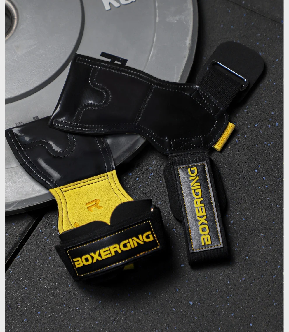 Bankdrücken, Gewichtheben, Handgelenkhaken, Riemen, Gummi-Kreuzheben-Handschuhe und Griffpolster für Fitness, Fitnessstudio, Training, Hantel-Pull-Ups – Detail 2