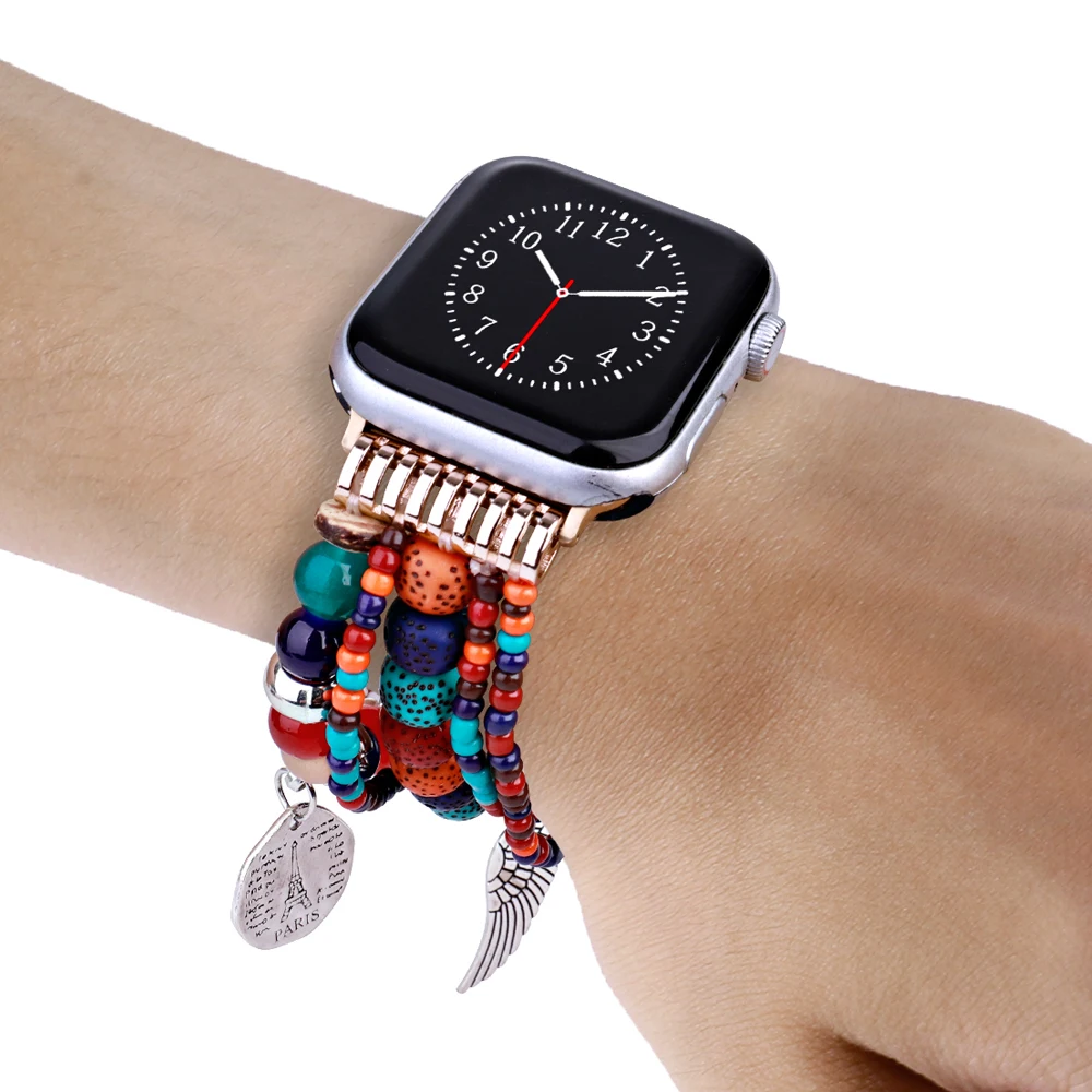 Colorful Beaded Band For Apple Watch Bracelet Women Boho Jewelry Wristband Strap for iWatch Series 8/7/6/5/4/3 41mm 40mm 38mm