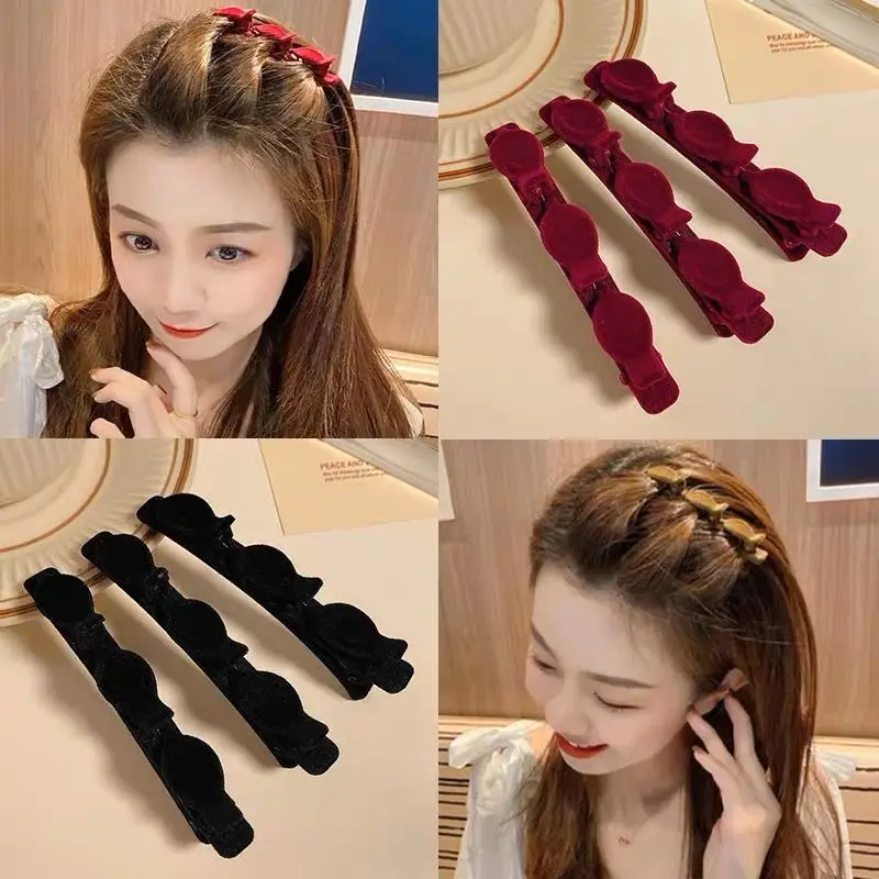 

2/3/6pcs Flocking Women Barrettes Women's Forehead Bang Clip Side Clip Shredded Hairpin Duckbill Clip Headdress