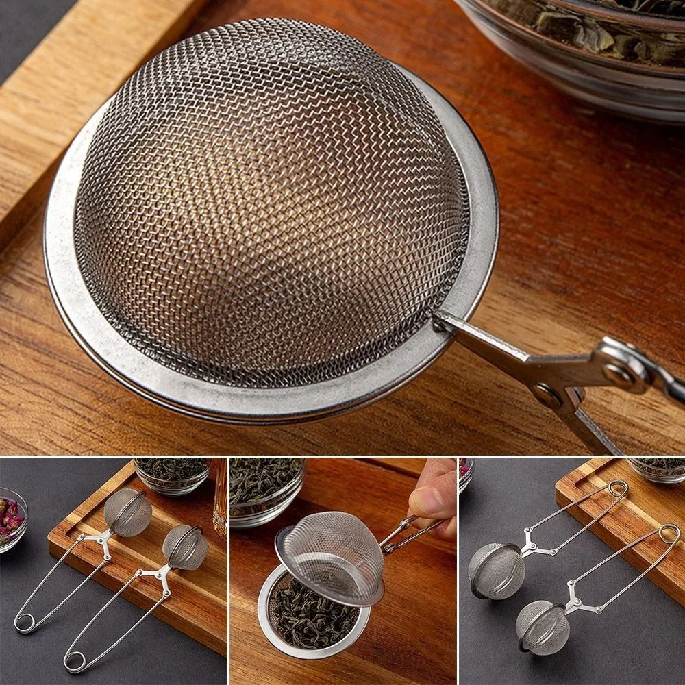 Stainless Steel Spoon Tea Ball Infuser Filter Squeeze Leaves Herb Mesh Strainer Tea Infuser In Mesh Tea Ball Filter with Handle