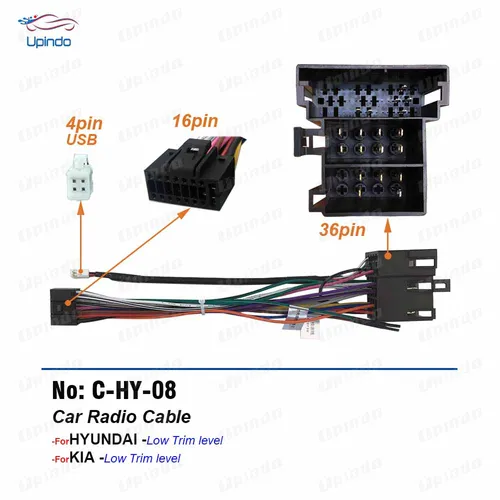 Imagen 2 del producto Cable adaptador de arnés de cableado de Radio Android para coche de 16 pines para Hyundai Elantra Accent Azera i10 i20 i30 ix55 Tucson KIA Carens Picanto