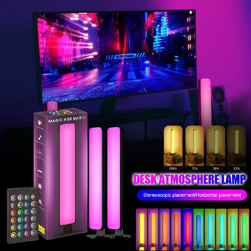 

2pcs Smart LED Light Bars RGB Color Changing With Music Sync Mode LED Light For Gaming Room Bedroom Decoration TV Backlights