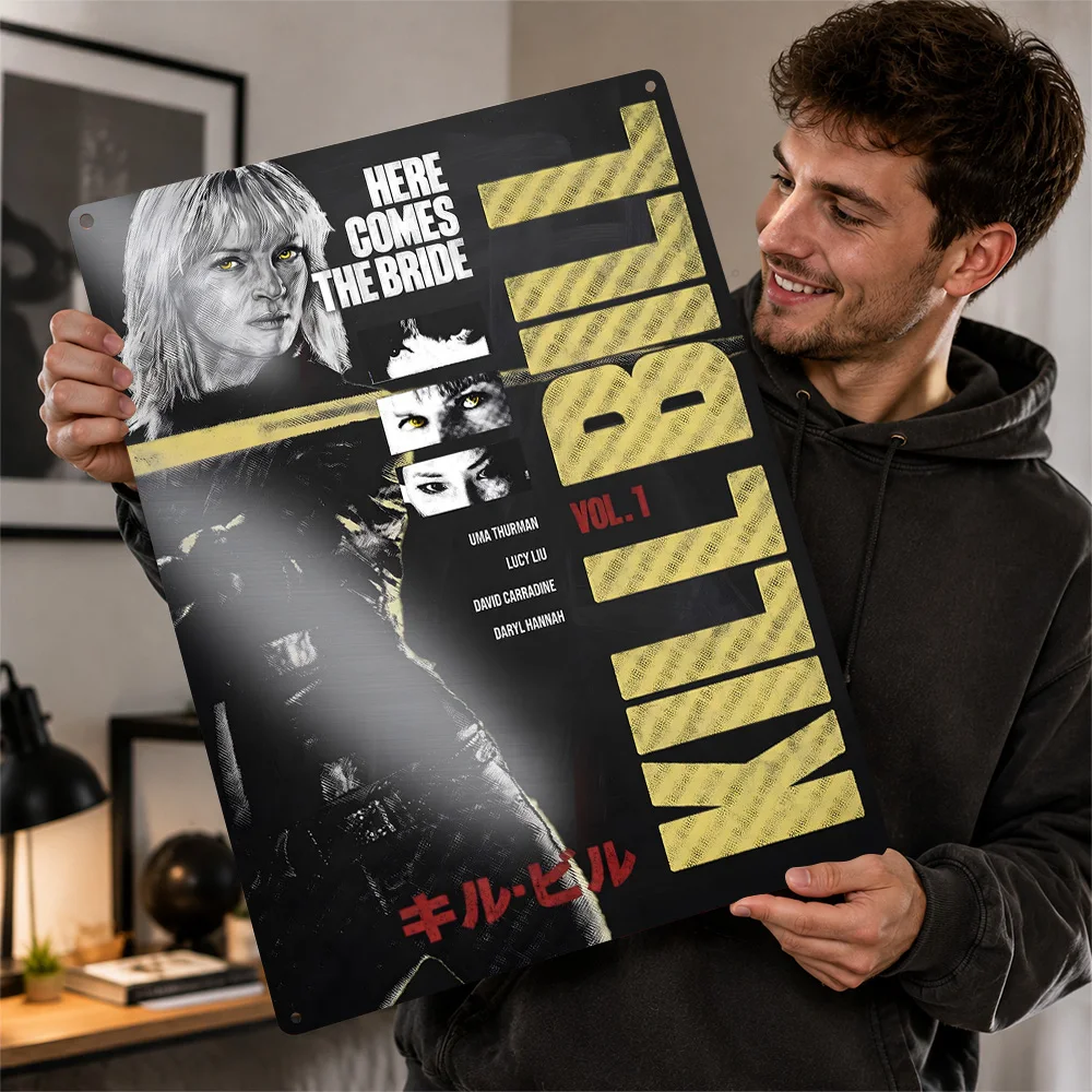 Kill Bill Volume 1 Bride Aluminum Poster Customized Metal Tin Sign Action Cinema Tribute Wall Art Enhances Entertainment Space
