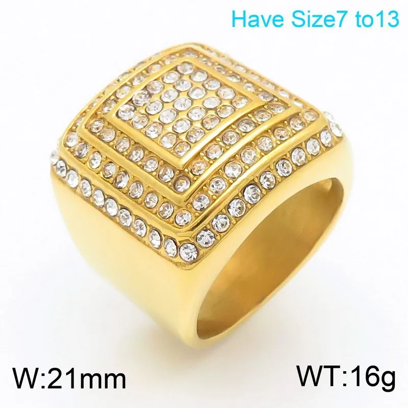 Kalen Herrenring, größer, quadratisch, hochwertig, mit CZ-Kristallen, Edelstahl, Schmuck, männlicher Charme, Fingerring, Damen-Accessoire – Detail 1