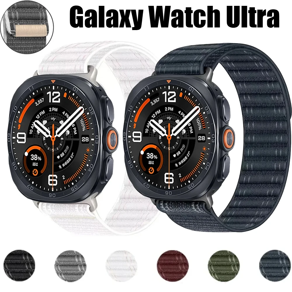 Official Nylon Loop Strap for Samsung Galaxy Watch Ultra 2-1 47mm Sports Wave Pattern Fabric Wristband Galaxy Watch Ultra 47mm