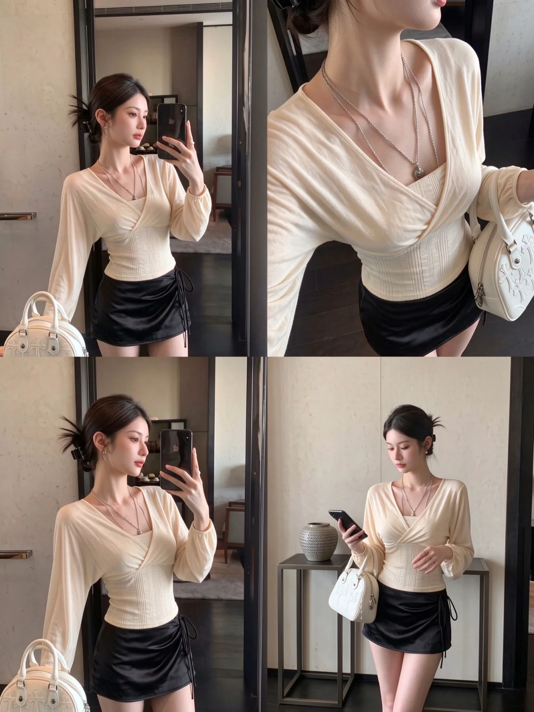 Korean Style Pure Desire Long Sleeve T-Shirt Women's Autumn Waist Cinching Base Shirt Light Maturity Unique Top