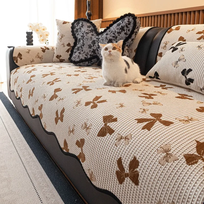 2026 New Style Non-Slip One-Piece Shaped Sofa Cover All-Season Universal Fit Sofa Slipcover with Fixed Anti-Slip Backing Home