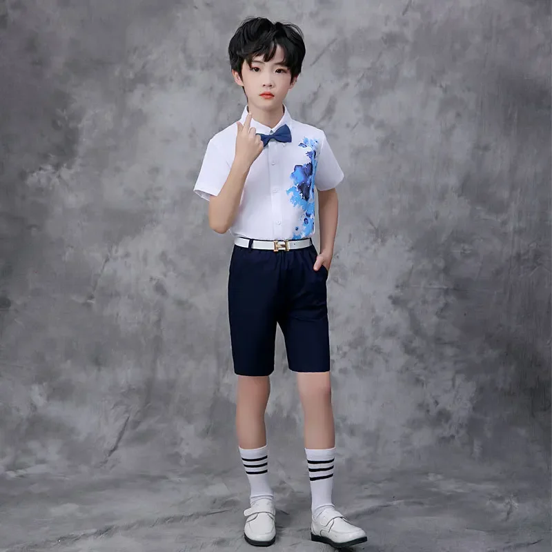 Children's Day performance attire, girl's cheongsam, Chinese style choir costume, boy's hosting recitation dress, performance co