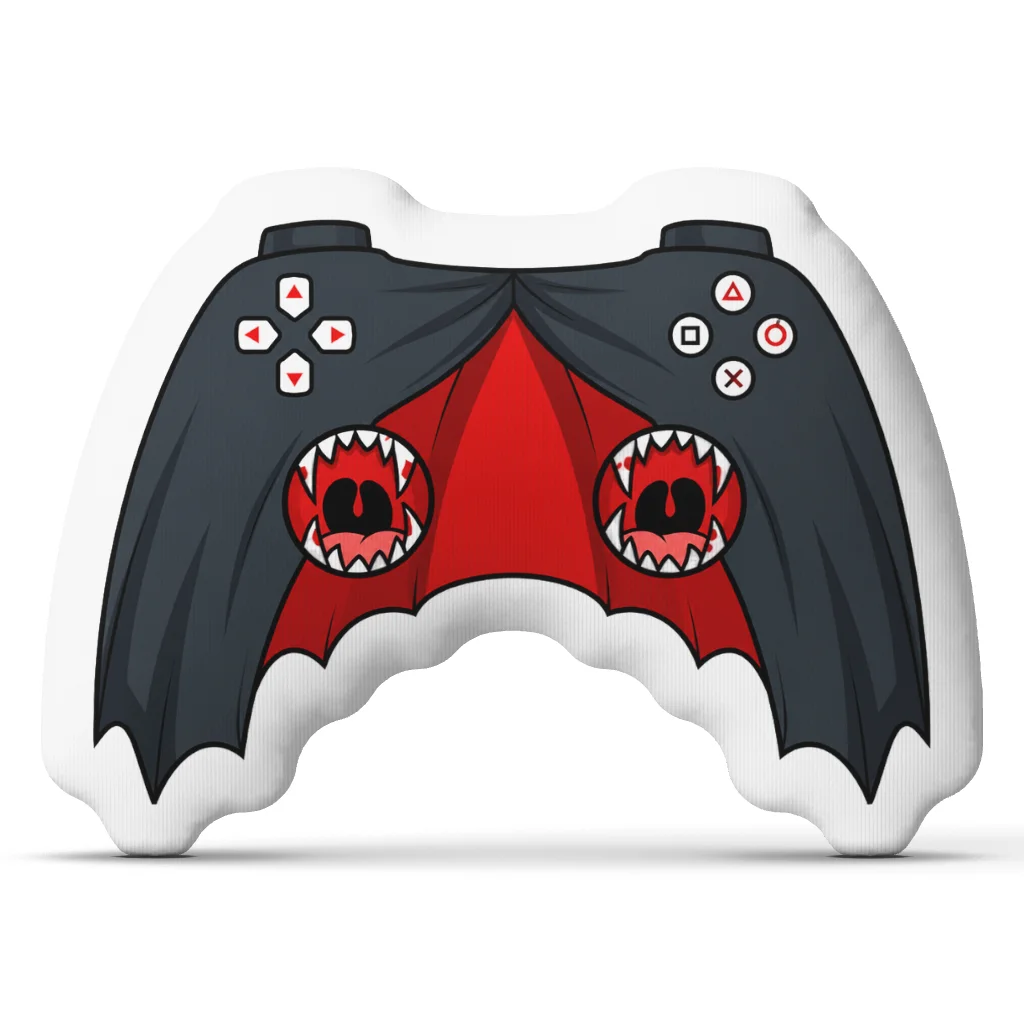 Gaming Controller Vampire Bat Shaped Throw Pillow Gothic Halloween Cushion Gamer Room Decor Sofa Gift for Video Game Fans