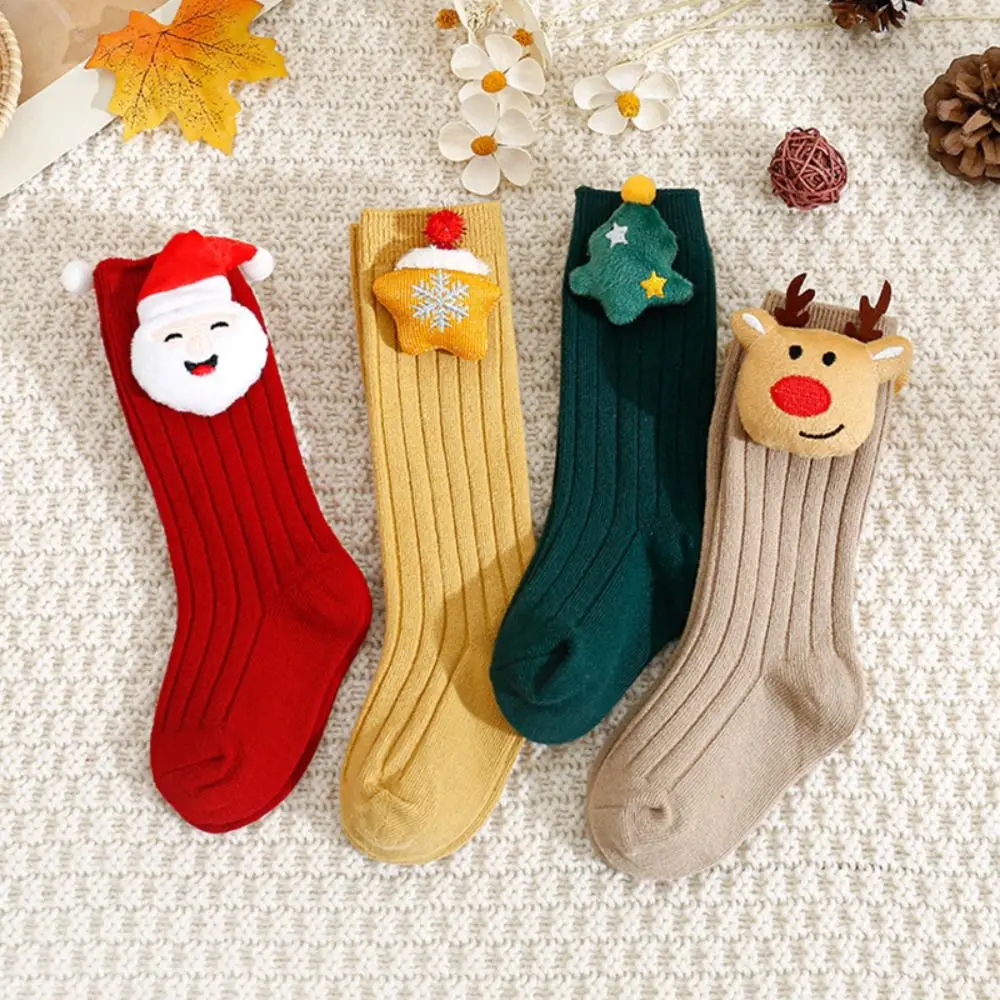 

High Quality Cotton Christmas Baby Socks Soft Cartoon Animal Mid Tube Sock Solid Color Warm Cotton Socks