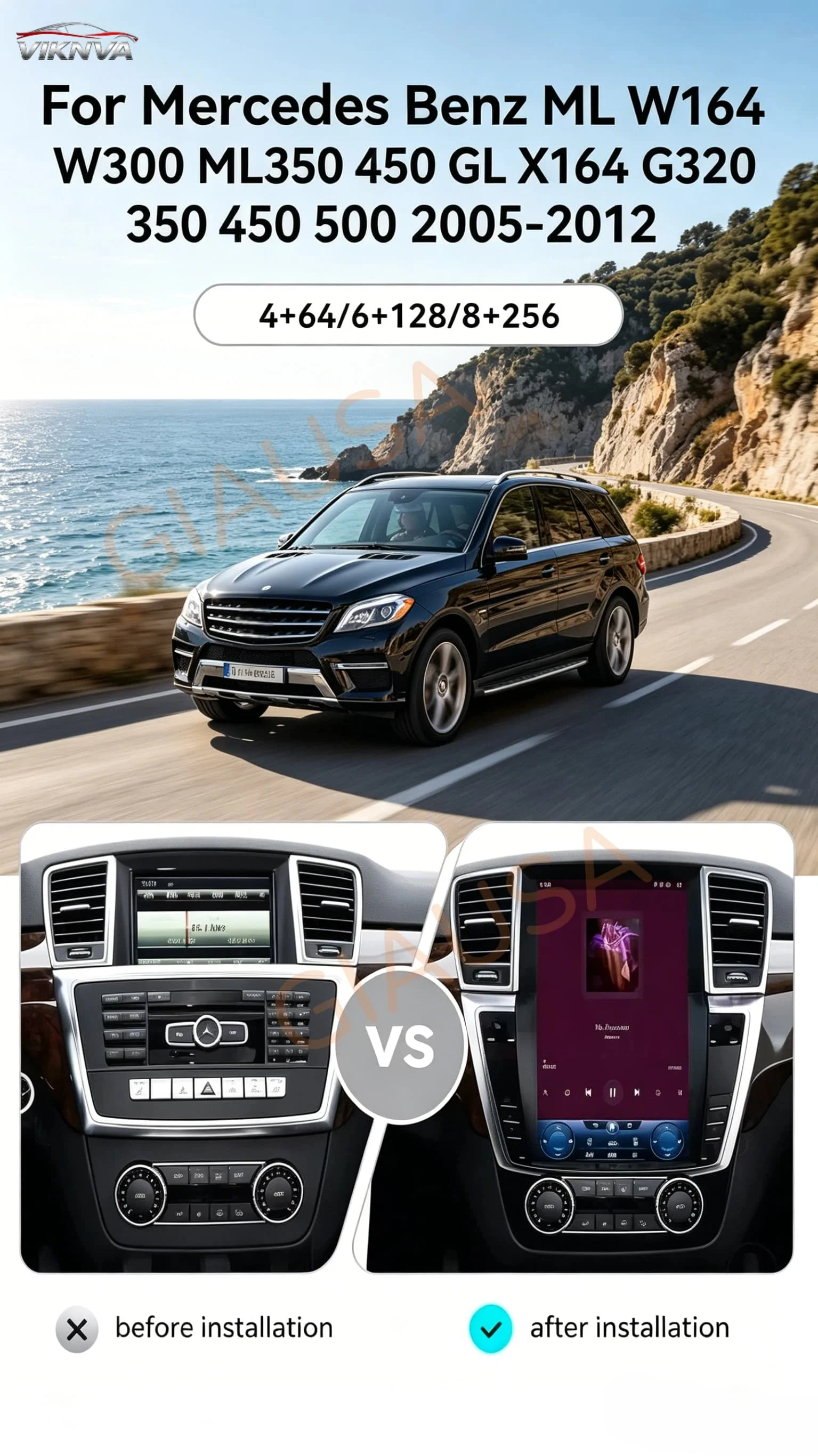 For Mercedes Benz ML W166 GL X166 ML300 ML350 ML400 ML550 GL350 GL400 Screen Android13 Car Radio Multimedia Player Carplay