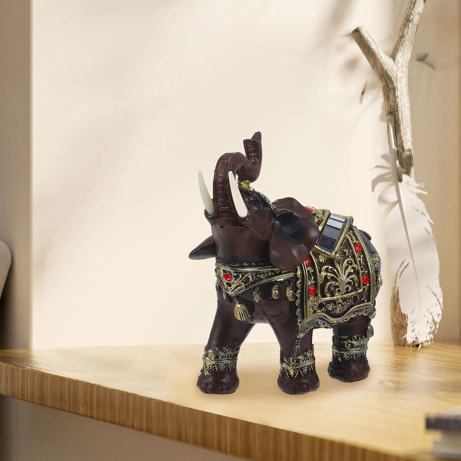 

1pc Vintage Statue Desktop Ornament Home Adornment Craft Animal Statue Tabletop Decor Small Craft Resin Elephant Prop Simulation