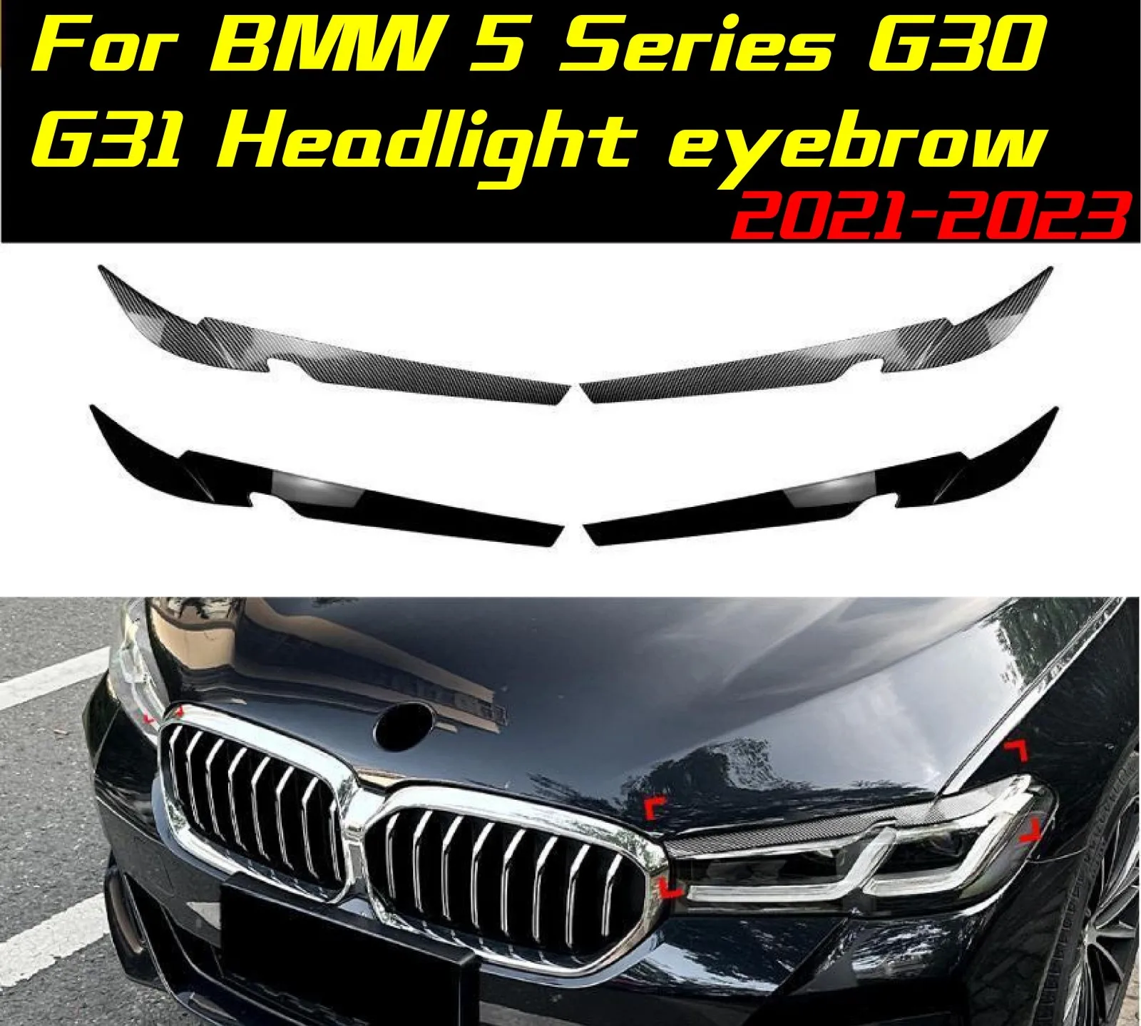 

2 шт. для BMW 5 серии G30 G31 2021-2023, фара, брови, передняя лампа, свет, брови, тюнинг автомобиля, автомобильный аксессуар