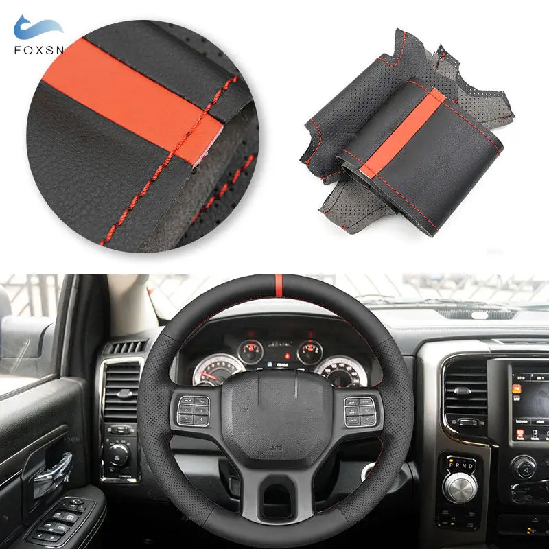 Car Interior Accessories Steering Wheel Cover Leather Trim For Dodge RAM 1500 Classic 2012-2022 RAM 2500 3500 5500 2012-2018