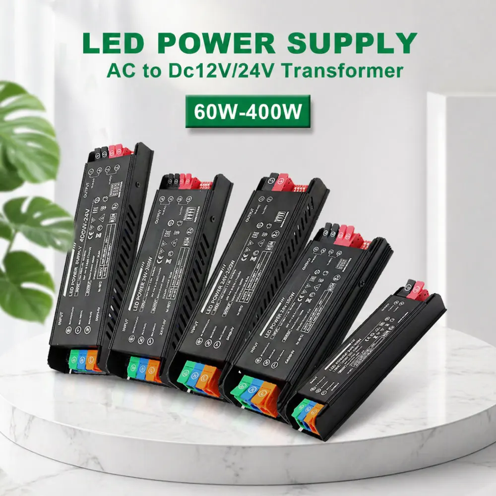 Dimmable LED Power Supply 2/4 Position DIP Brightness Control 60W/100W/200W/300W/400W LED Lighting Transformer 12V 24V Driver