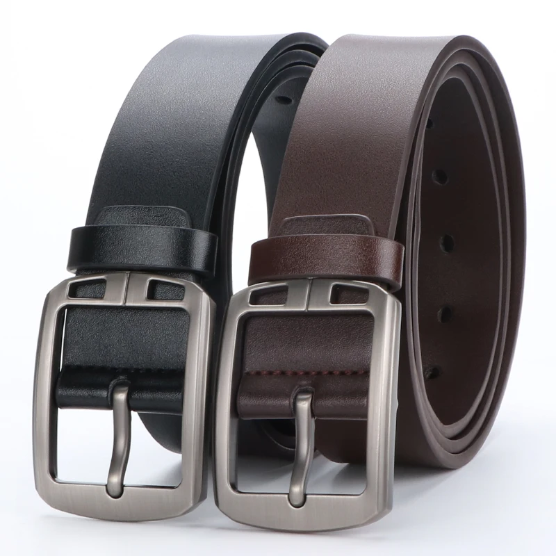 1pc Men’s Rectangular Pin Buckle Belt With Subtle Geometric Detailing Framing the Buckle and a Refined Smooth Strap Construction