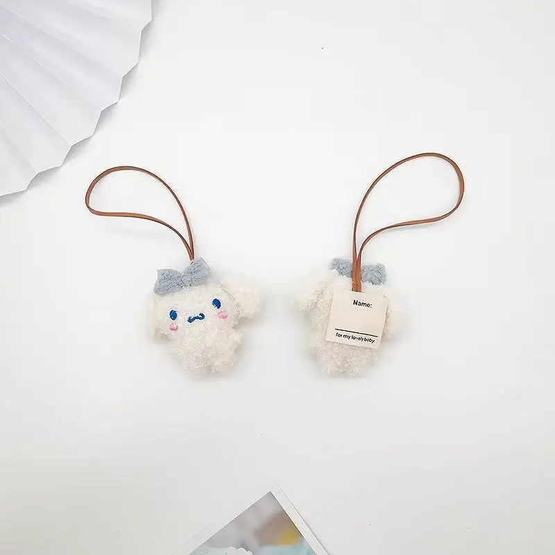 Kawaii Sanrio Cinnamoroll Kuromi Plush Pendant My Melody Name Anti Loss Plush Keychain Stuffed Toy Backpack Decoration Girl Gift