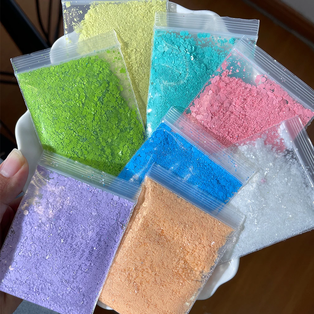 12Colors Matte Neon Glitter Mixed Nail Flake Hexagon Paillette Pigment Sparkly Slices Dust Decoration Varnish Resin DIY 10g/Bag