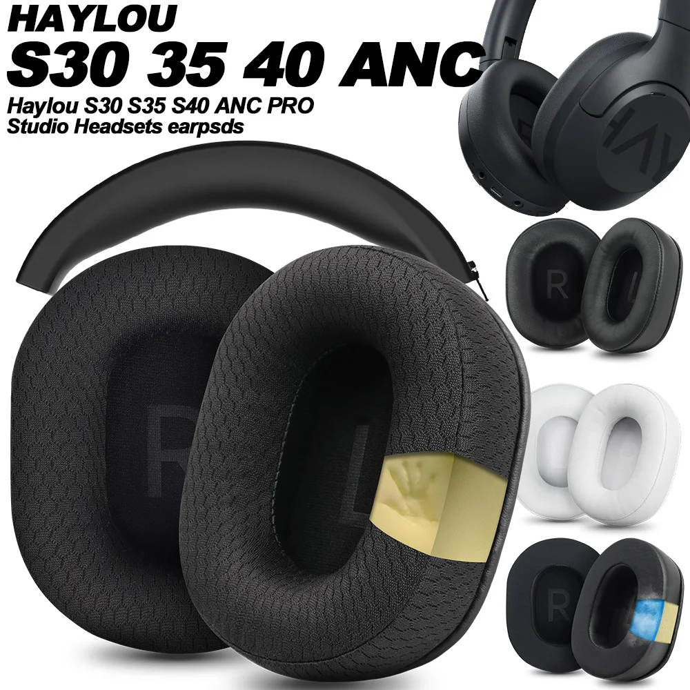 Coussinets pour �couteurs Haylou S30 S35 S40 ANC, oreillettes de remplacement, tissu en maille, couvertures m�moire, �ponge, prot�ine douce