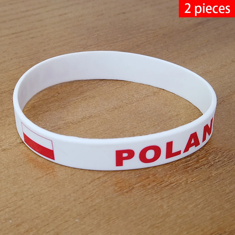 2pcs Poland National Flag Wristbands Sports Silicone Bracelet Men Women Rubber Band Patriotic Commemorative Fashion Accessory