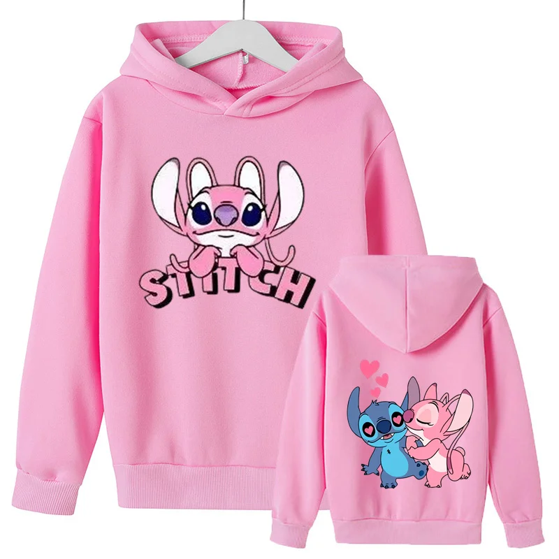 Disney Kids Hoodie Boys and Girls Hoodie Top 2-12-year-old Kids Stitch Casual Fashion Sports Jogging Hoodie