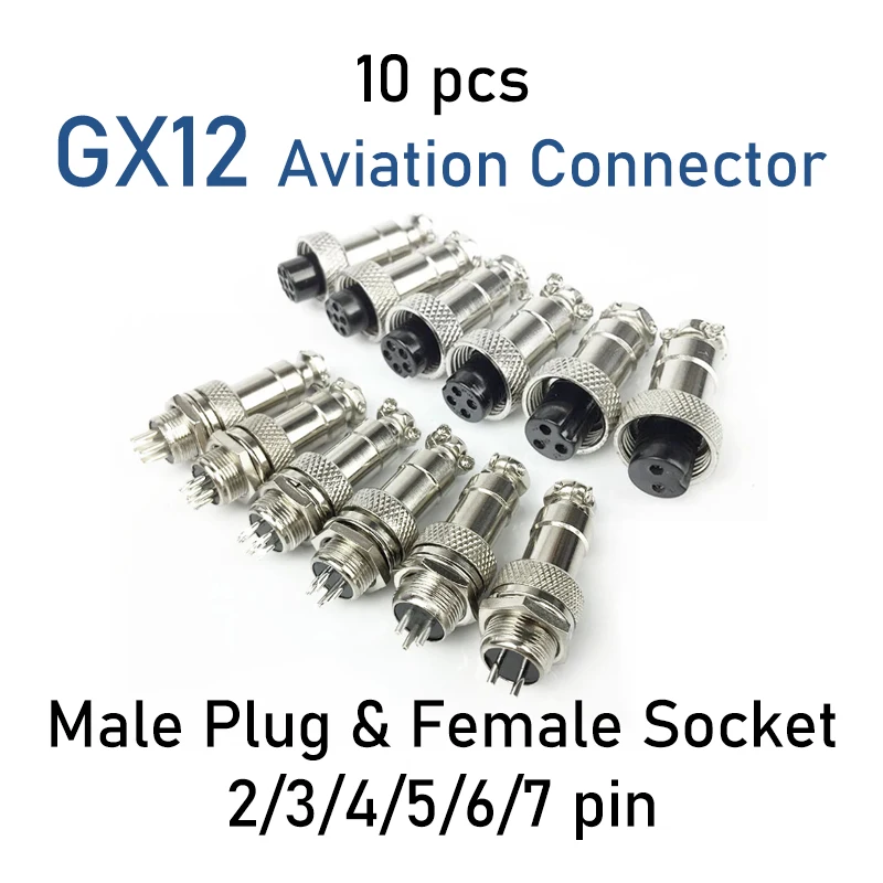 

10 Pcs GX12 Aviation Circular Connector 2 Pin 3pin 4pin 5pin 6pin 7pin Signal Connection To Aviation Plug M12 Socket