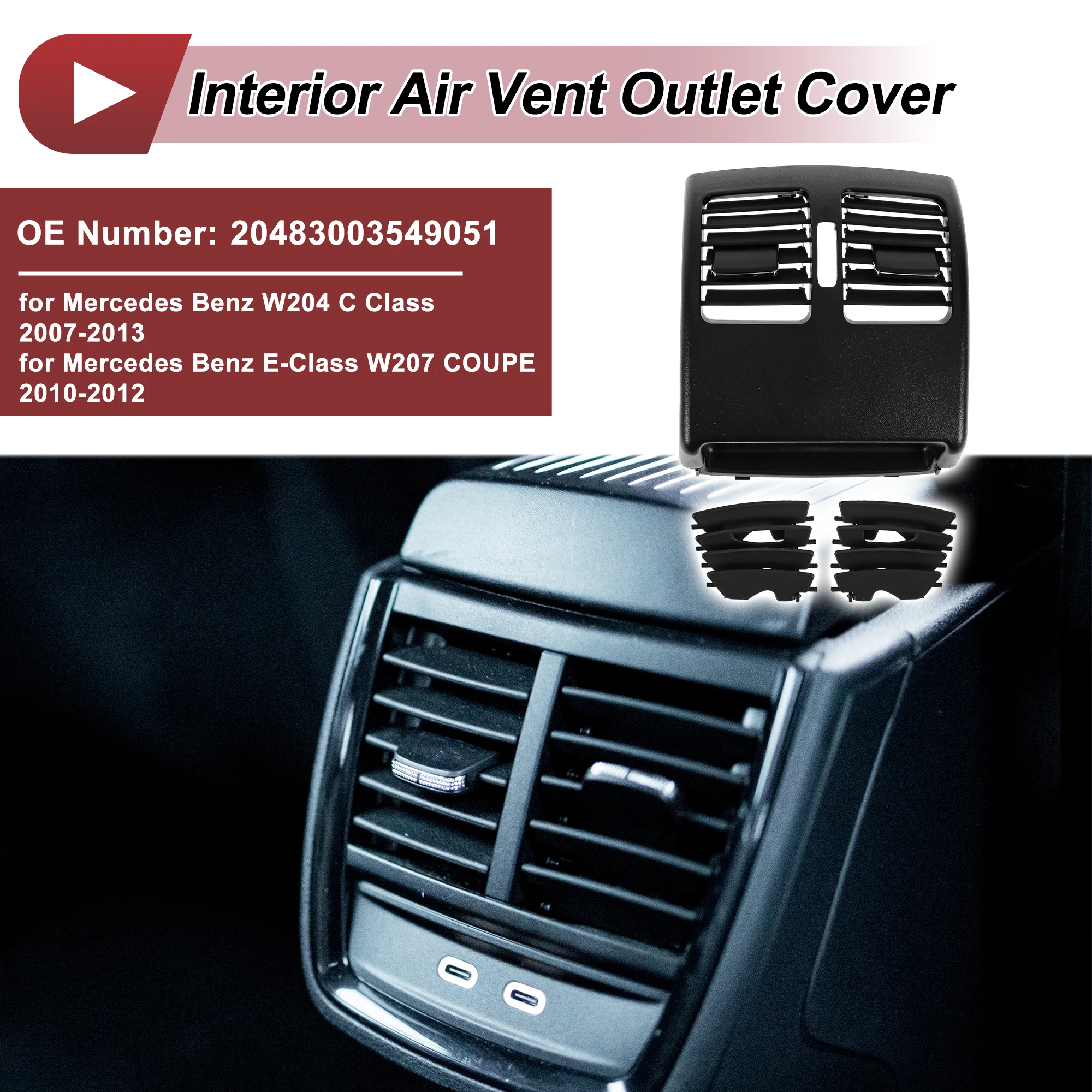 

UXCELL Задняя центральная консоль, вентиляционная решетка No 20483003549051 для Mercedes Benz