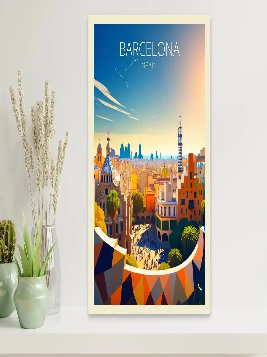 Lake Como Barcelona Retro Travel Canvas Print  Holiday City Posters for Living Room Wall Decor Art Tourism Pictures