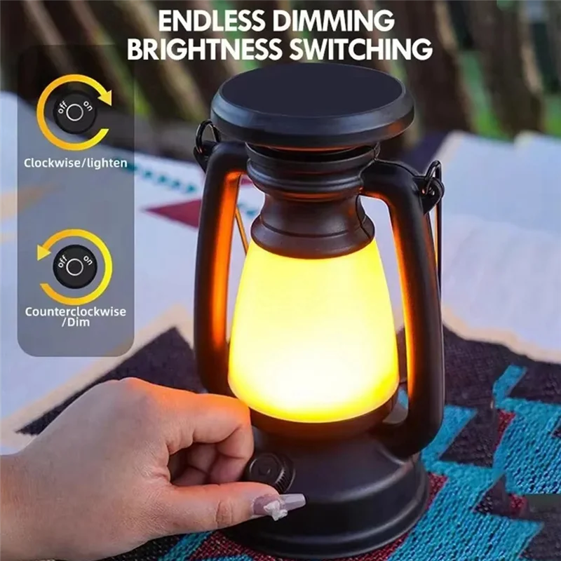 ABMH-Solar Campinglantaarn Draagbare campinglantaarn Sfeerlicht Verlichting Buitentent Retro lantaarn