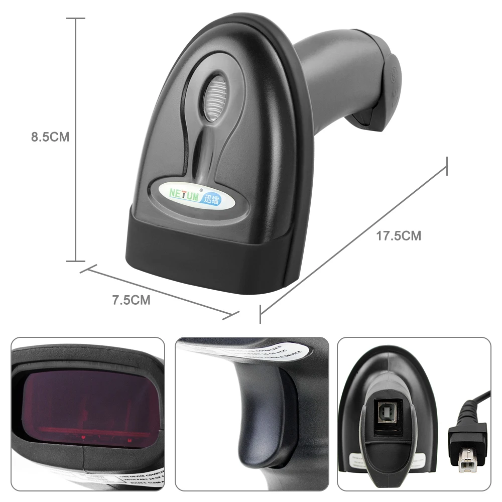 Imagem -06 - Netum-barcode Scanner sem Fio Leitor Portátil para Computador Ios Android Ipad 2.4g 1d Laser