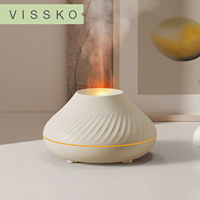 Vissko Flame Aroma Diffuser 130ML Essential Oil Diffusers USB Portable Air Humidifier With Color Night Light Realistic Fire