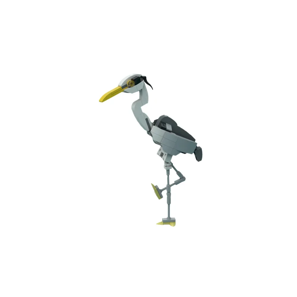 Gobricks MOC Creativity Bird Gray heron Ardea Cinerea Model Building Blocks Animal Diy Bricks Assembly Toys for Children Gifts