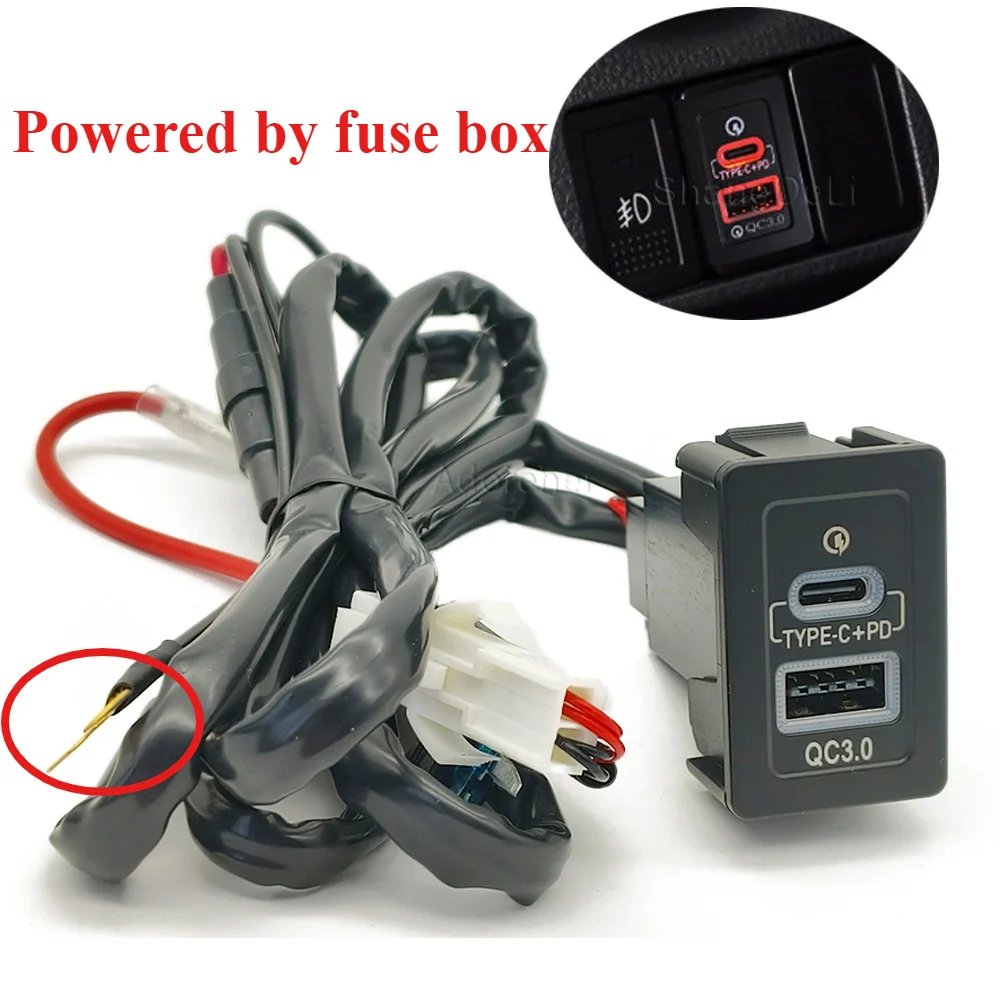 Modified Car Dual Type-C PD QC3.0 USB Charger Red Light Indicator Adapter Socket Fit For Suzuki SX4 Swift Vetra New Alto S-cross