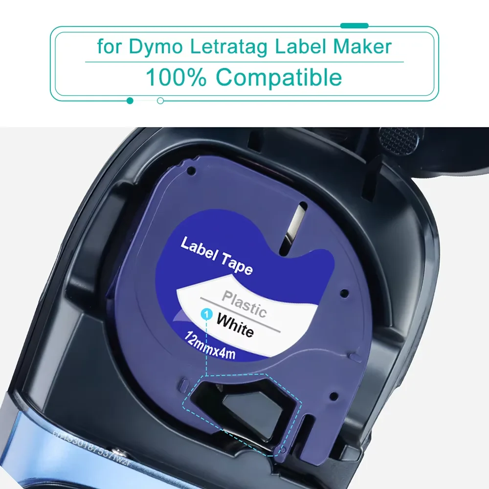 1PCS 12mm LT Tape Compatible For Dymo Letratag Label Tape 91200 91201 91202 91203 91204 For DYMO LT100H LT100T 200B Label Maker