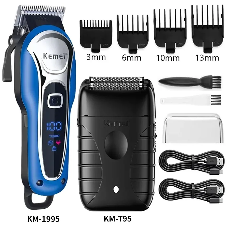 

Kemei KM-1995 KM-2293 KM-T95 Professional Cutting Machine Electric Shaver Hair Trimmers with LCD Display Hair Clippers