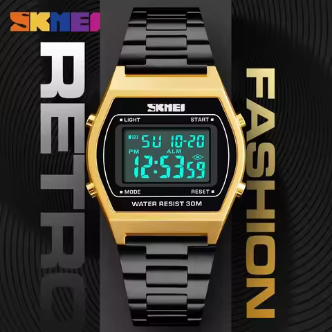 Skmei Outdoor Sport Luxury Digital Wristwatch Alloy Strap Business Watches 12/24 Hours Relogio Masculino 1328 Men Fashion Watch