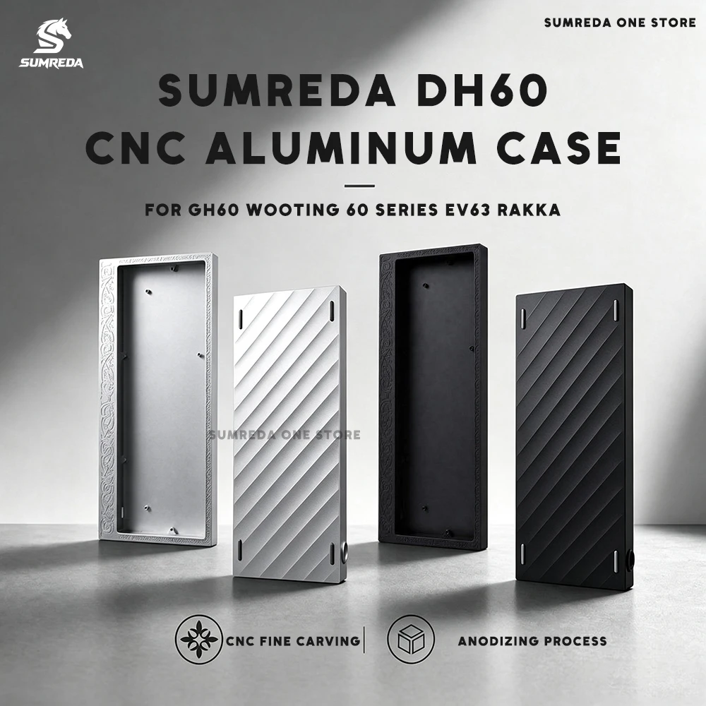SUMREDA DH60 GH60 Carved Pattern Aluminum Keyboard Case 60%  Wooting 60he Mad 60he EV63 Aula Win60 Rakka Keyboard Shell Cover