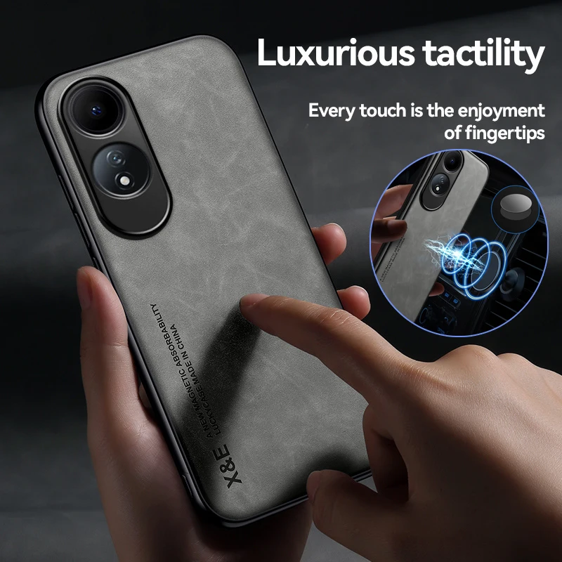 Funda pour Oppo A60 4G tui voiture support magntique en cuir Silicone Coque de tlphone pour OPPO A 60 OppoA60 cadre souple mat protger Coque